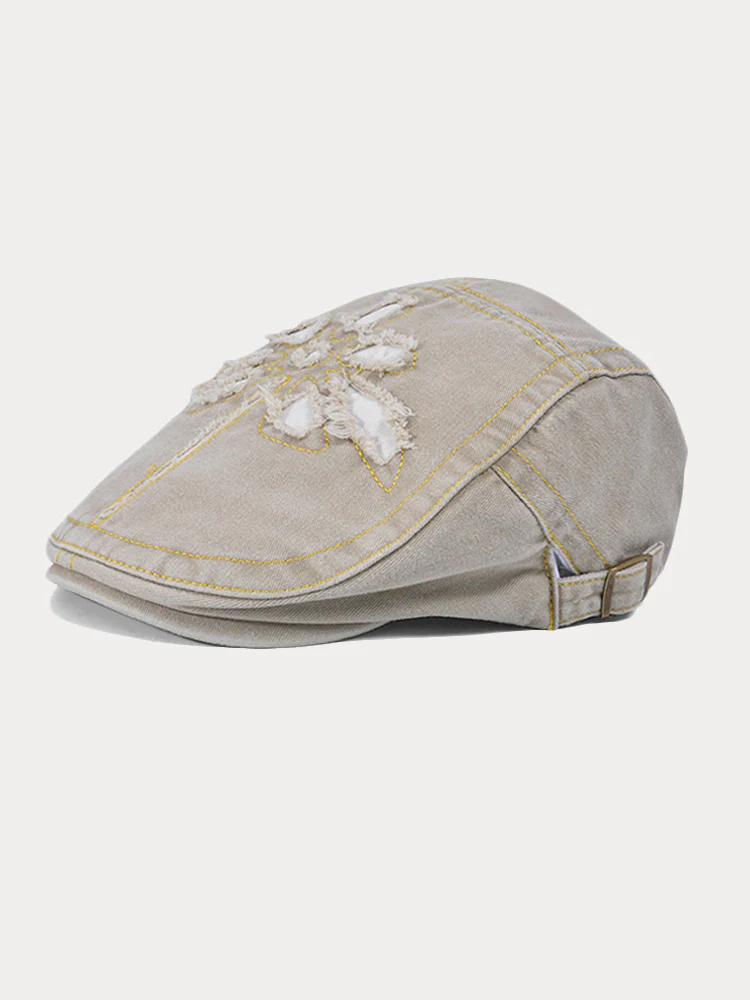 Unique Washed Ripped Denim Beret Hat - Image 2