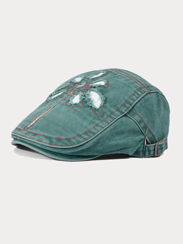 Unique Washed Ripped Denim Beret Hat - Image 4