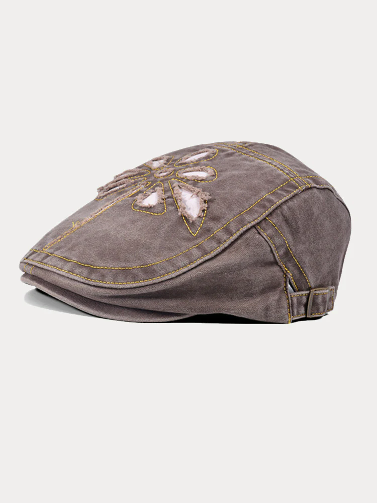 Unique Washed Ripped Denim Beret Hat - Image 5