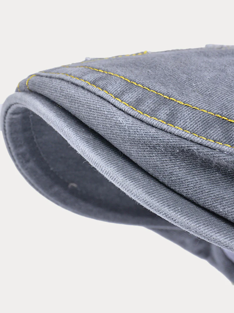 Unique Washed Ripped Denim Beret Hat - Image 8