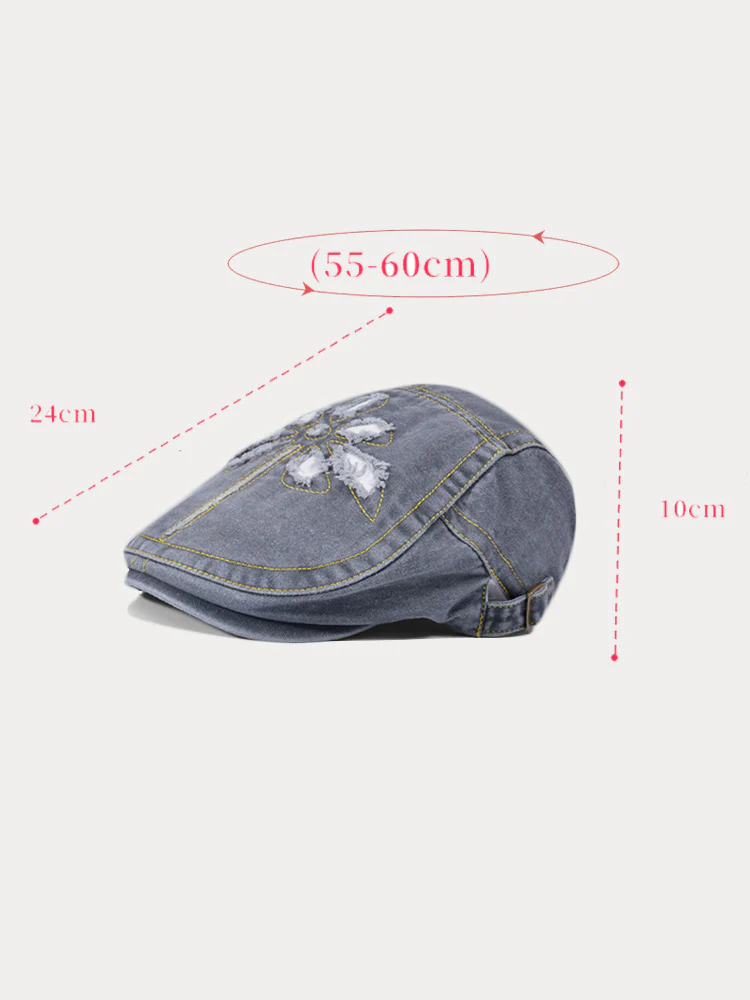 Unique Washed Ripped Denim Beret Hat - Image 9