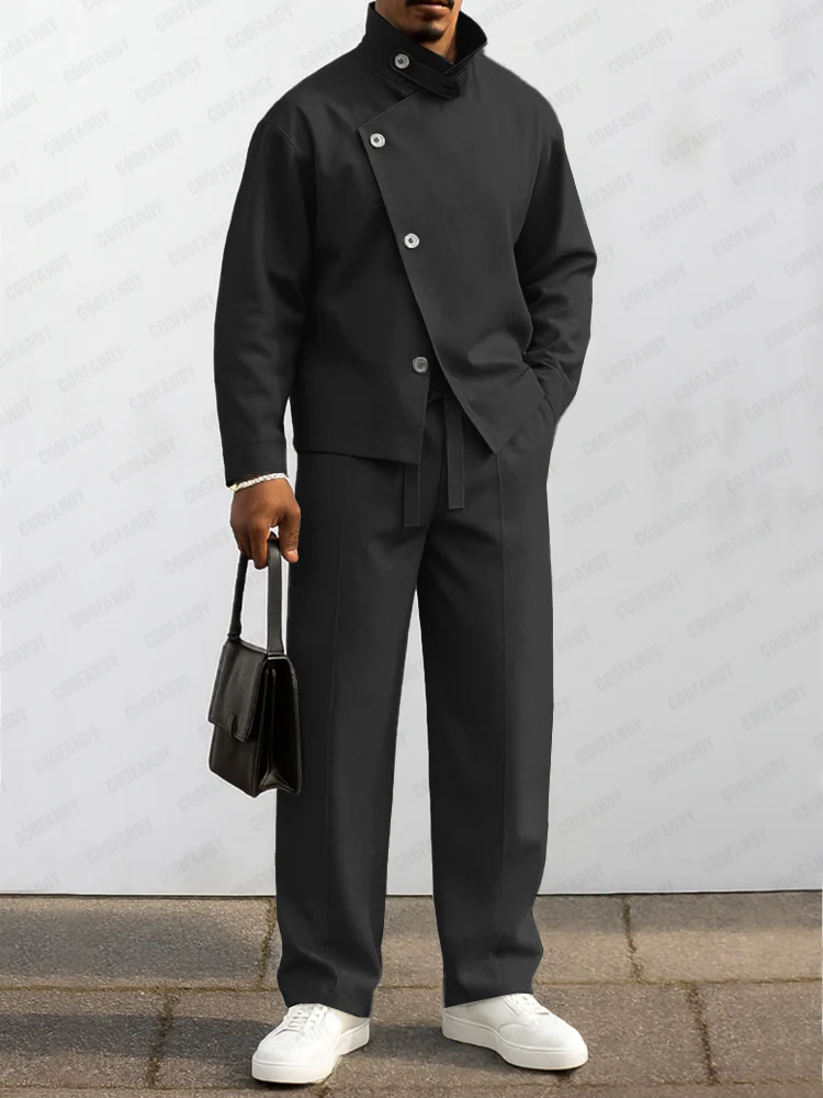 Urban Asymmetric Front Jacket Pant Set - Image 2
