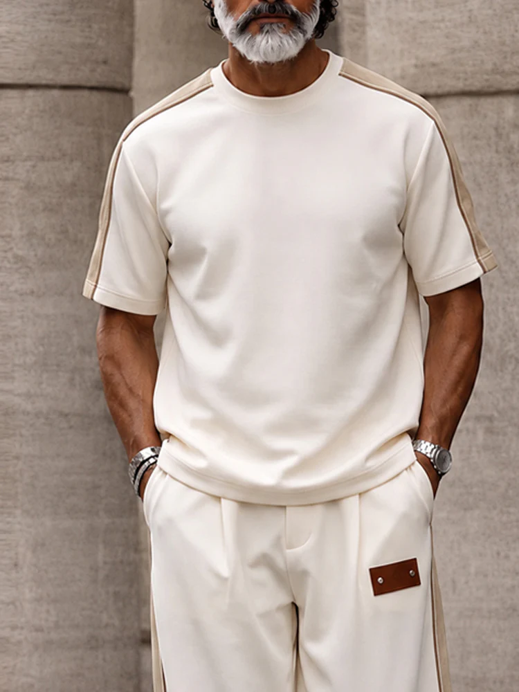 Urban Casual Contrast Patchwork Matching Set - Image 3