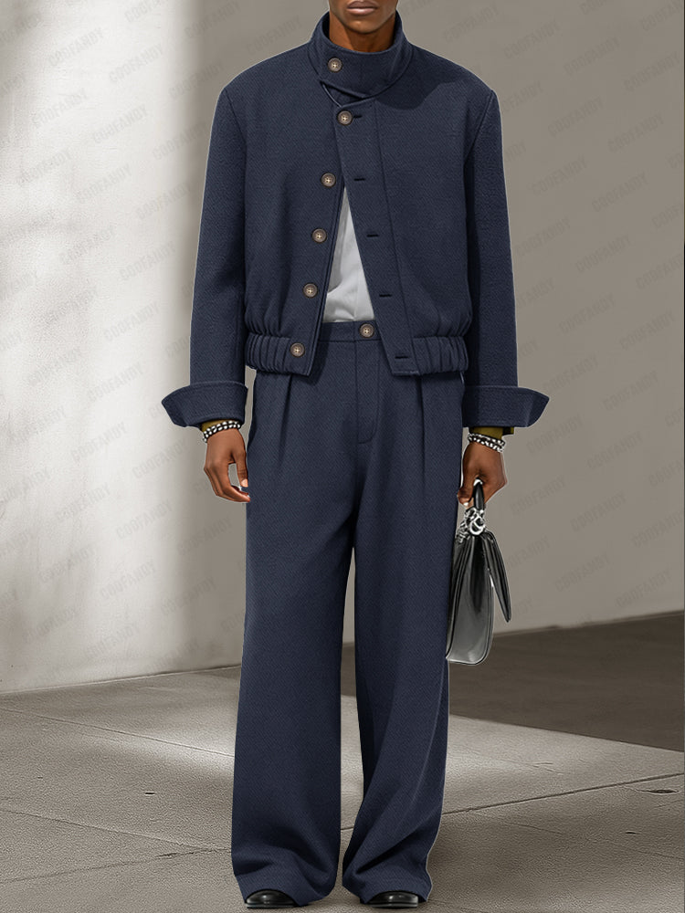Urban Casual Tweed Jacket Pants Set - Image 2