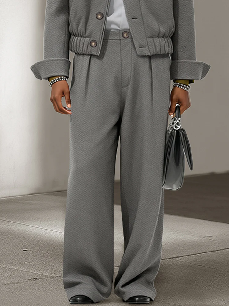 Urban Casual Tweed Jacket Pants Set - Image 4