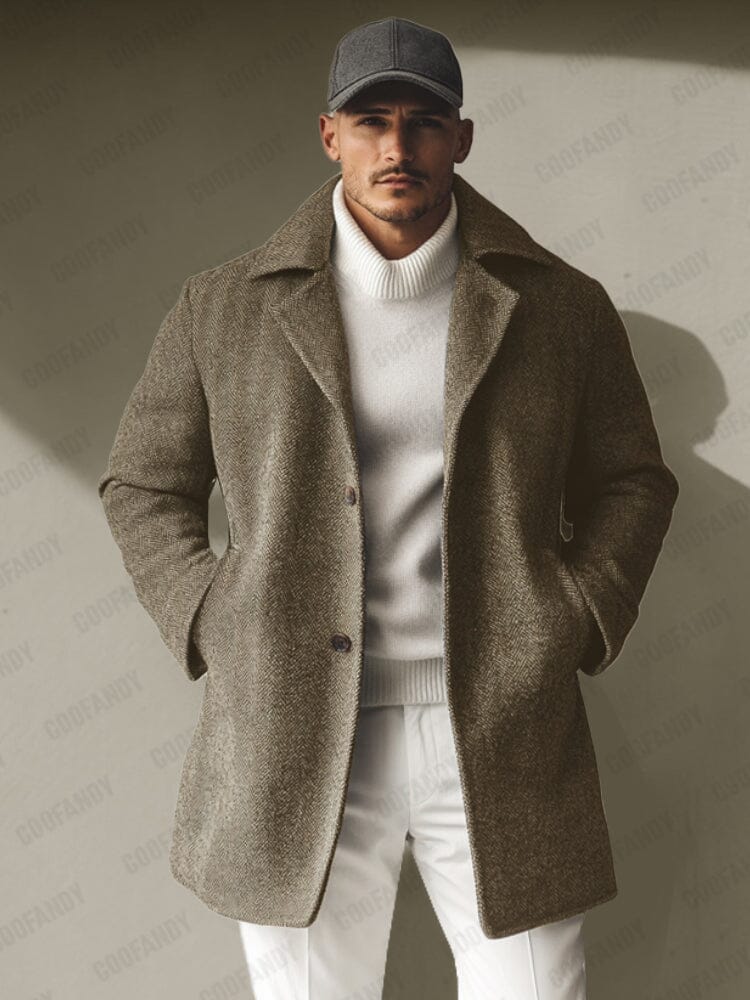 Urban Herringbone Tweed Overcoat - Image 3