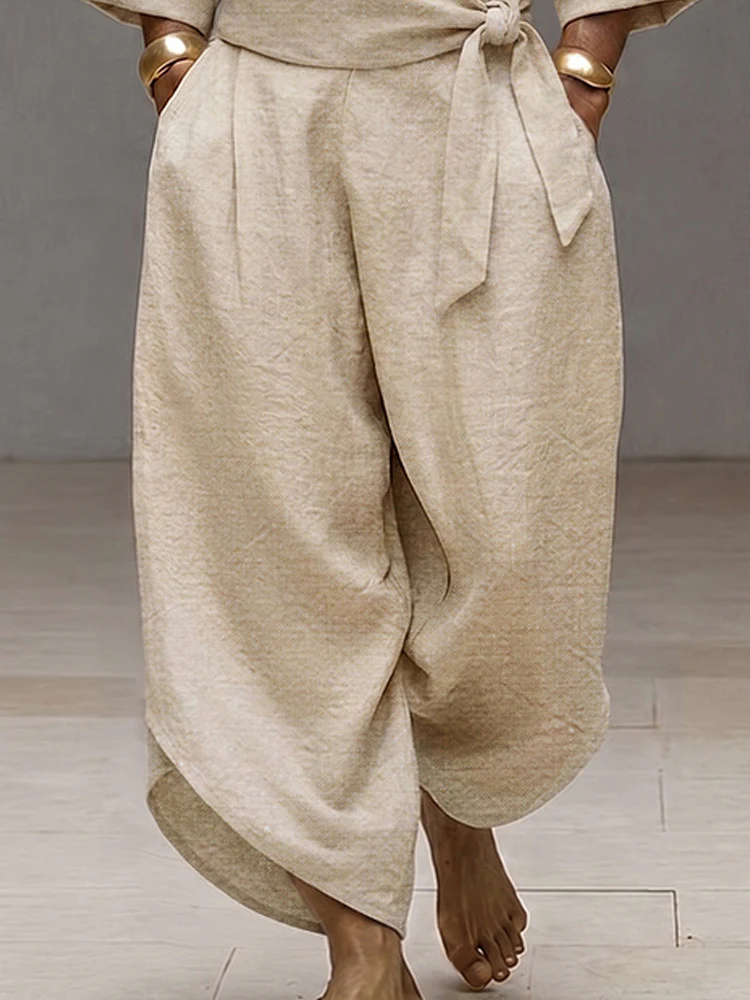 Urban Minimalist 100% Cotton Tie-Up Shirt Set - Image 4