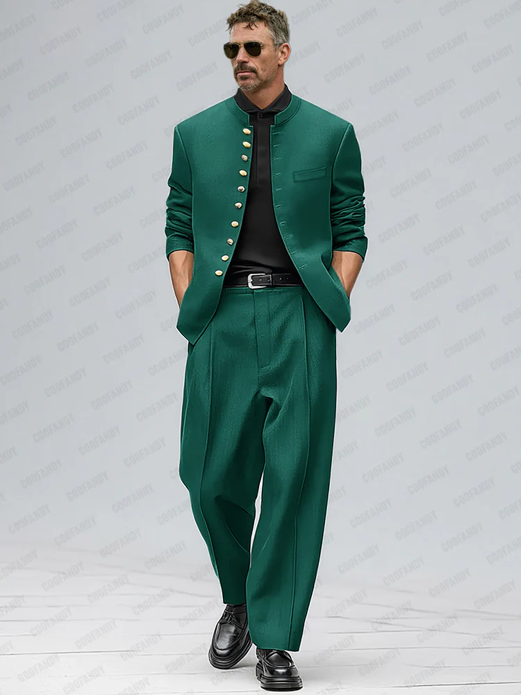 Urban Style Metallic Button Suit Set - Image 3