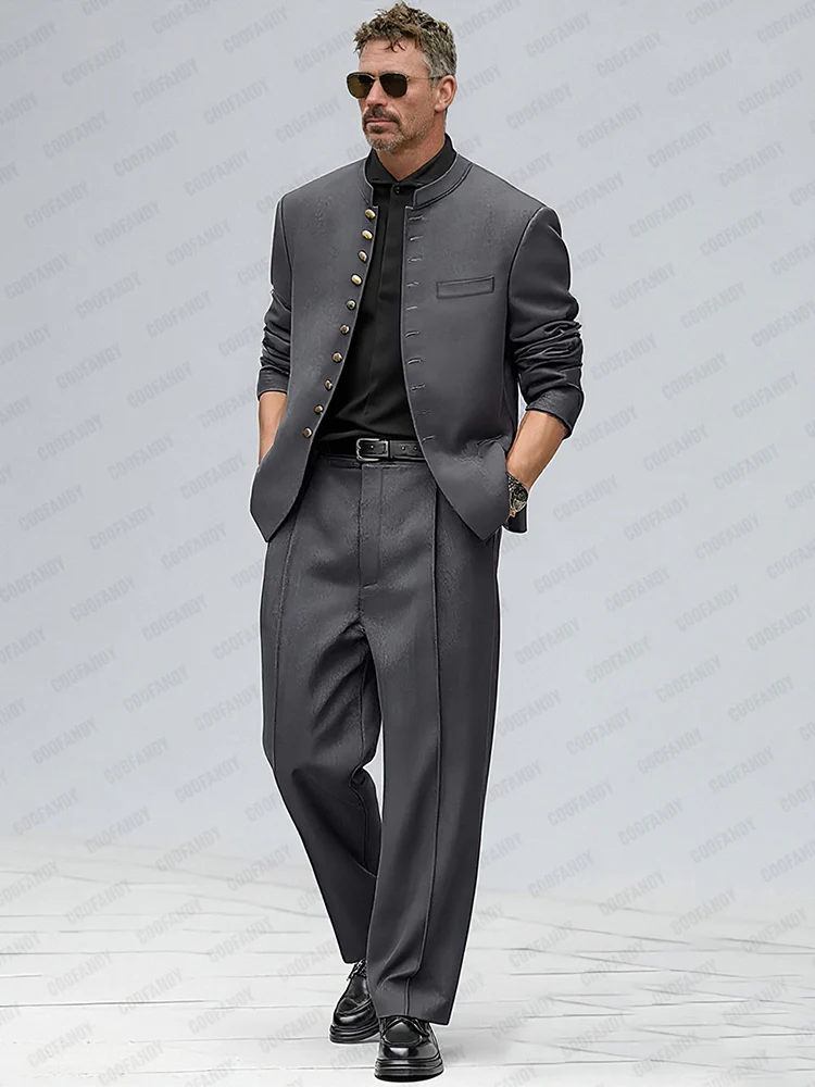 Urban Style Metallic Button Suit Set - Image 4