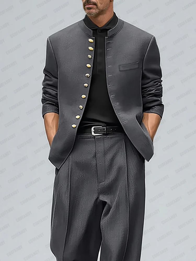 Urban Style Metallic Button Suit Set - Image 6
