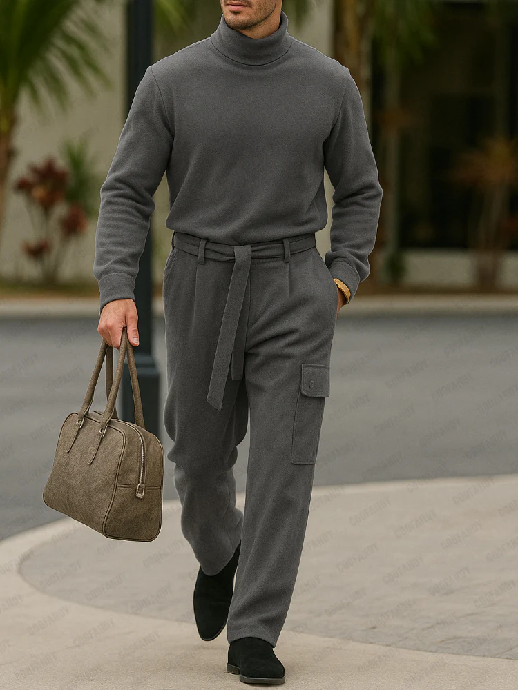 Urban Turtleneck Basic Top Pants Set