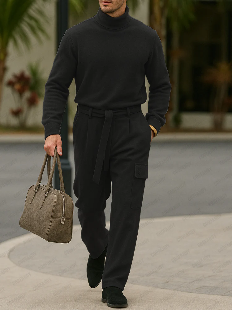 Urban Turtleneck Basic Top Pants Set - Image 2