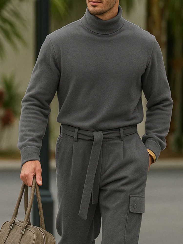 Urban Turtleneck Basic Top Pants Set - Image 3