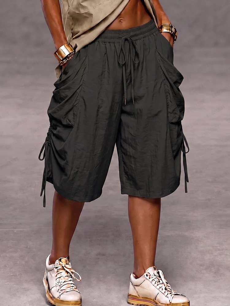 Utility Baggy Drawstring Cargo Shorts - Image 2