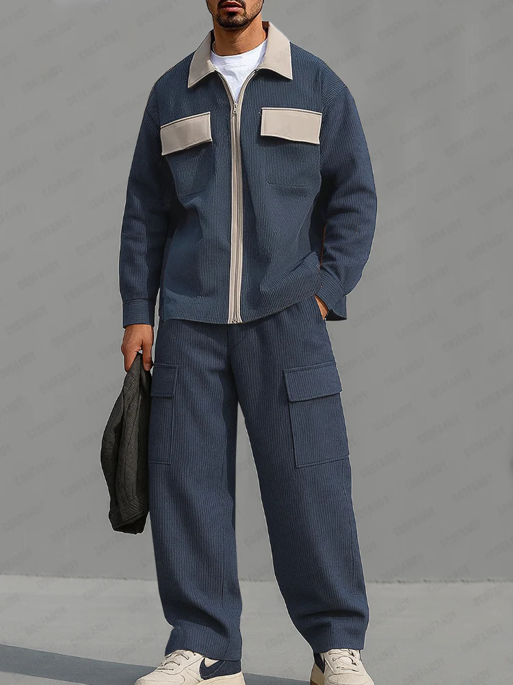 Utility Color Block Corduroy Matching Set