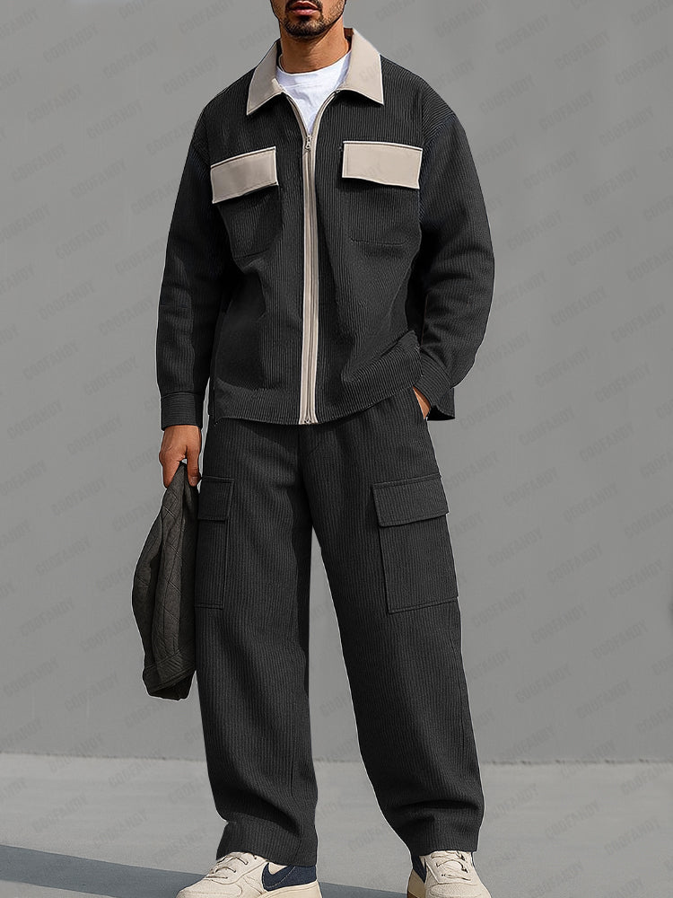 Utility Color Block Corduroy Matching Set - Image 2