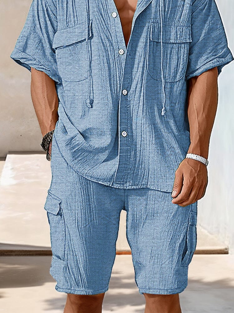 Utility Pockets Cargo Shirt Shorts Set - Image 4