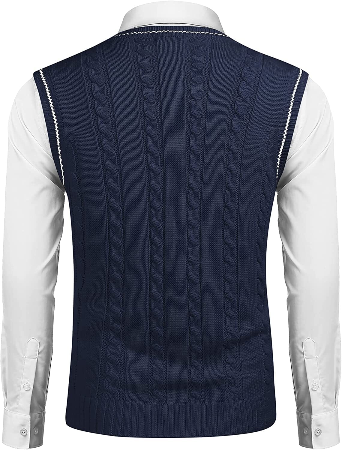 V Neck Sleeveless Knitted Pullover Vest Sweater (Live Only) - Image 4