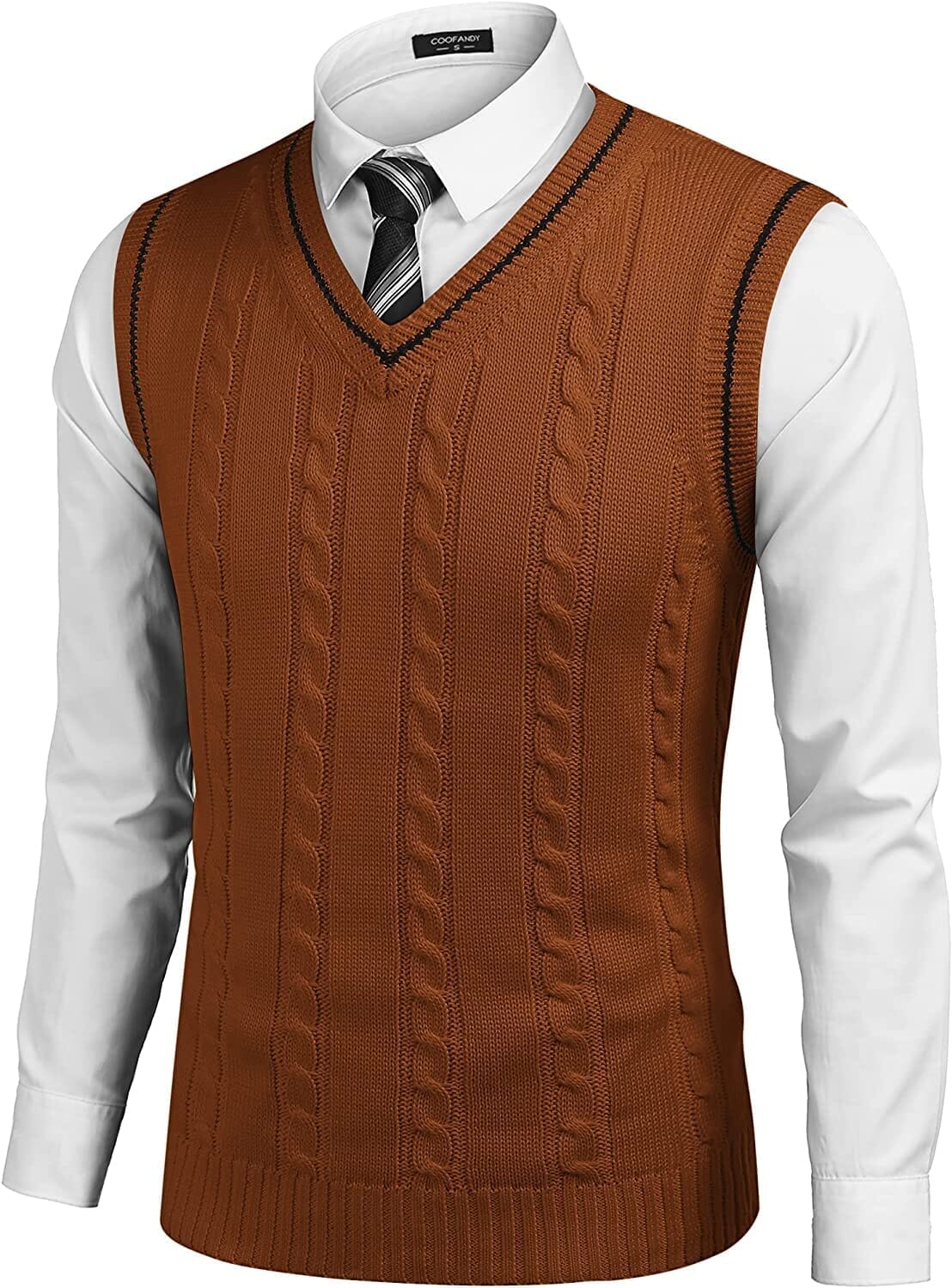 V Neck Sleeveless Knitted Pullover Vest Sweater (Live Only) - Image 5