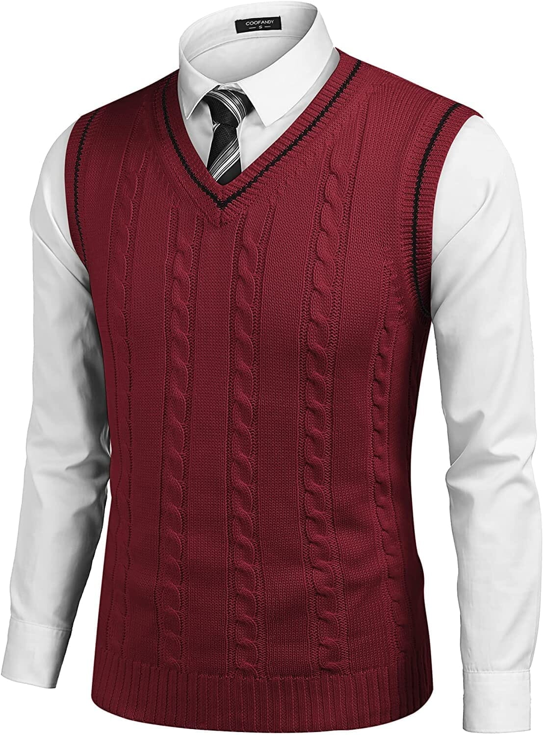 V Neck Sleeveless Knitted Pullover Vest Sweater (Live Only) - Image 6