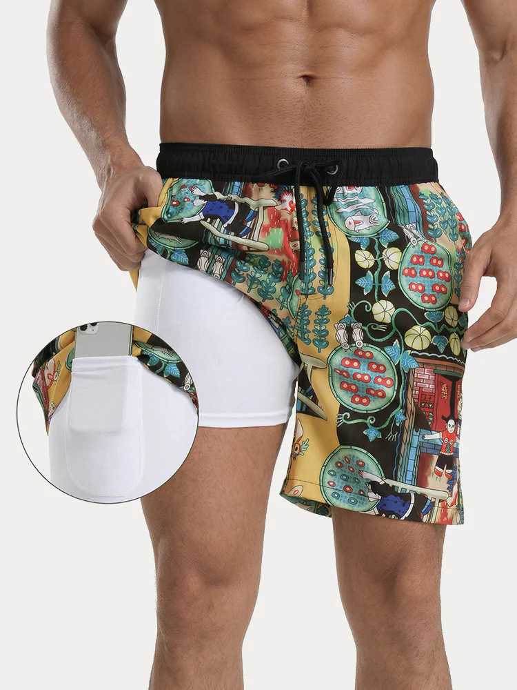 Vacation Casual Printed Swim Trunks - Image 11