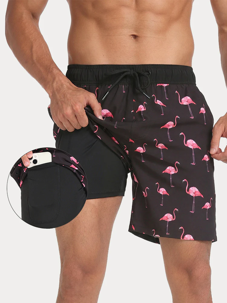 Vacation Casual Printed Swim Trunks - Image 2