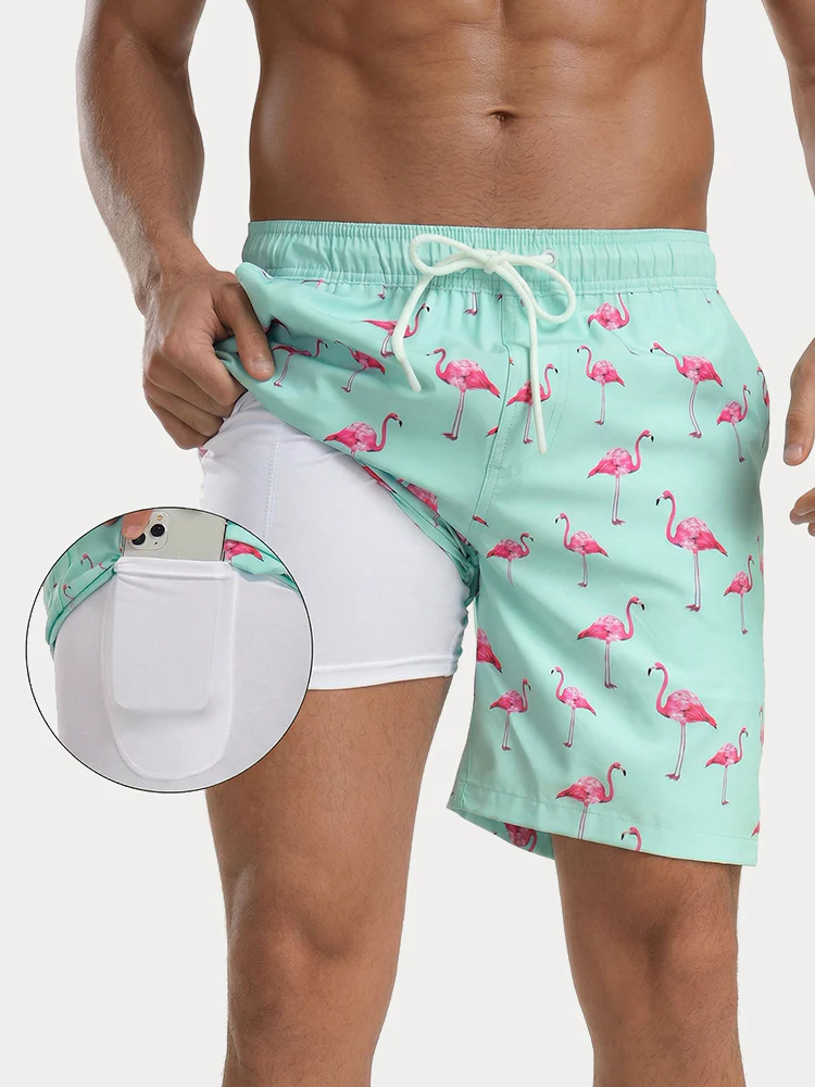 Vacation Casual Printed Swim Trunks - Image 3
