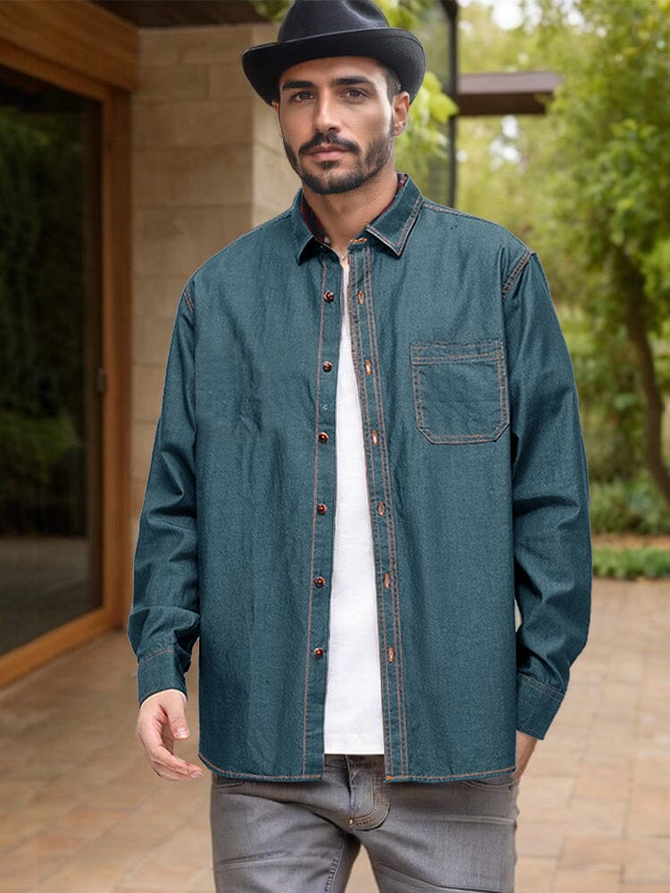 Versatile 100% Cotton Denim Shirt - Image 3
