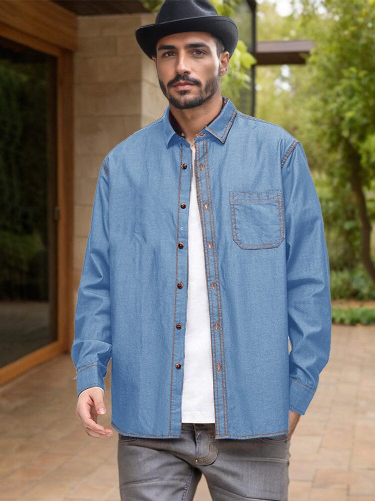 Versatile 100% Cotton Denim Shirt - Image 4