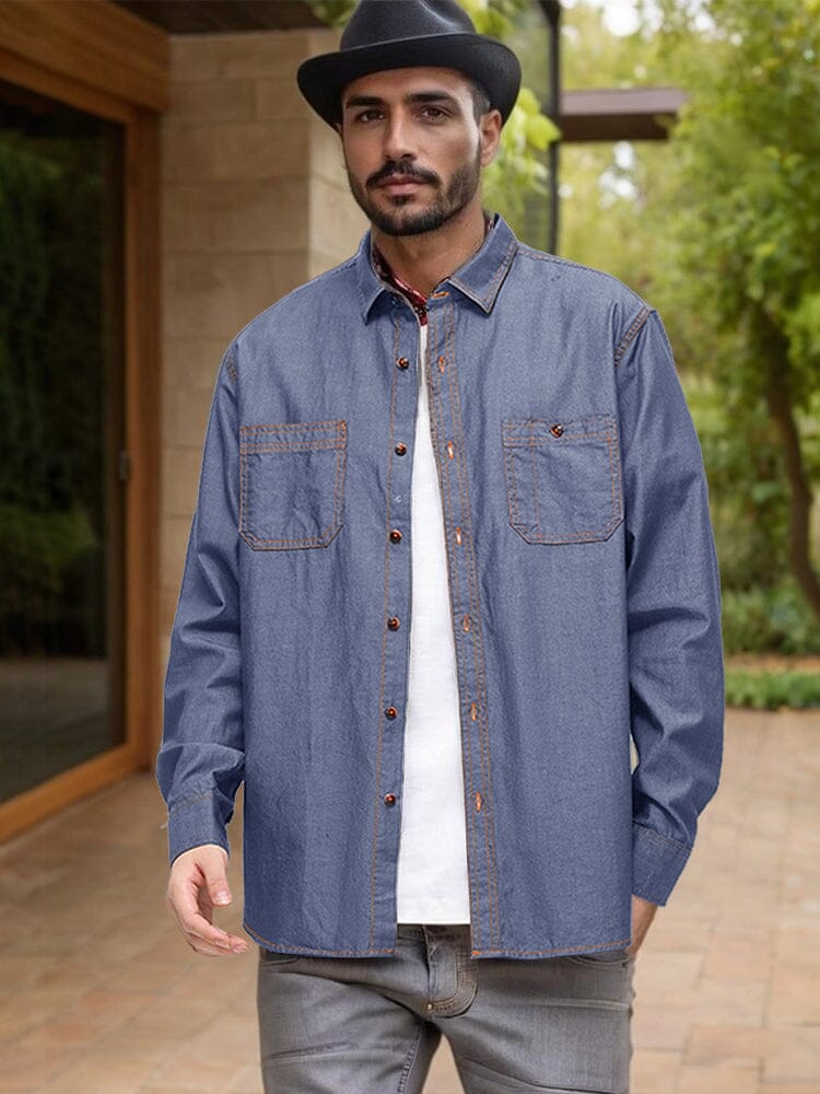 Versatile 100% Cotton Denim Shirt - Image 5