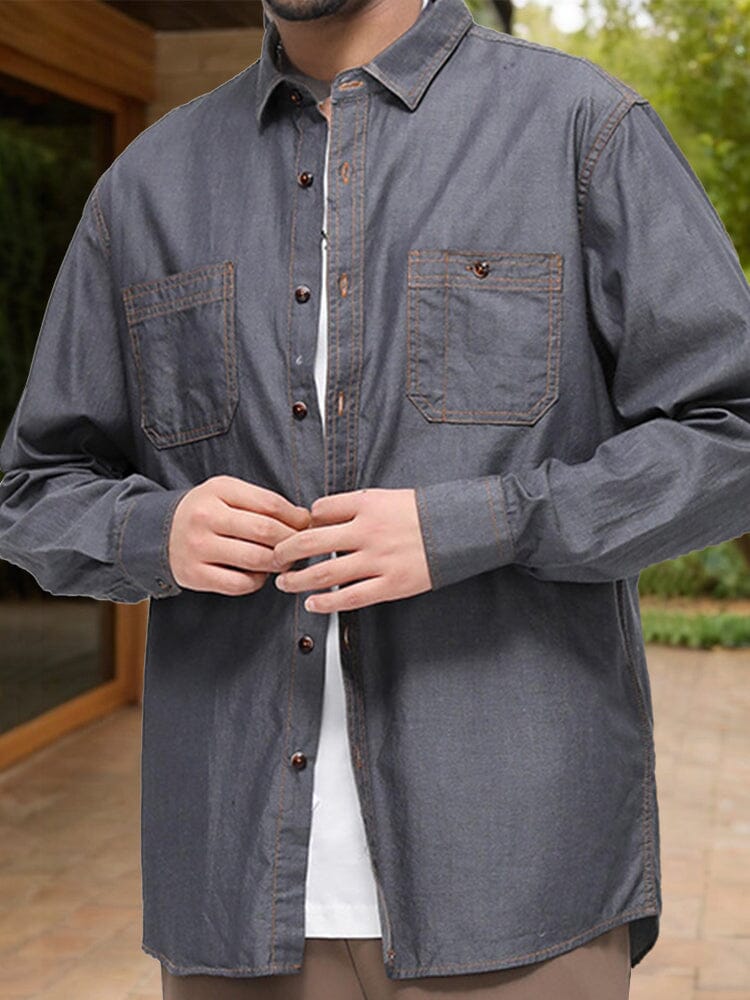Versatile 100% Cotton Denim Shirt - Image 7