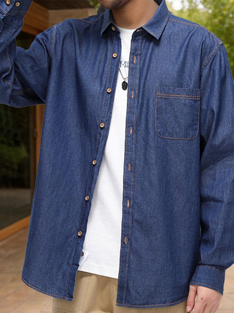 Versatile 100% Cotton Denim Shirt - Image 8
