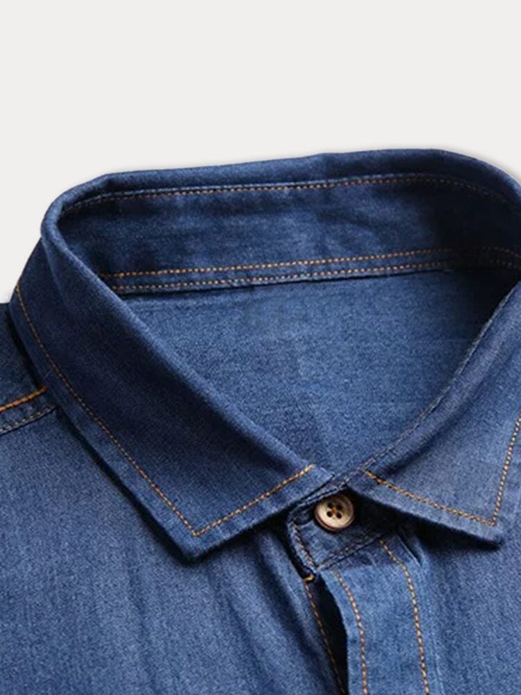 Versatile 100% Cotton Denim Shirt - Image 9