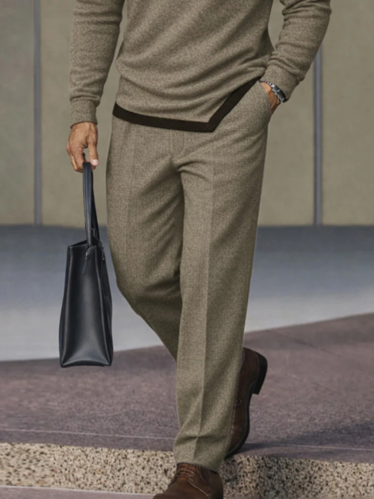 Versatile Asymmetric Hem Polo Shirt Pants Set - Image 4