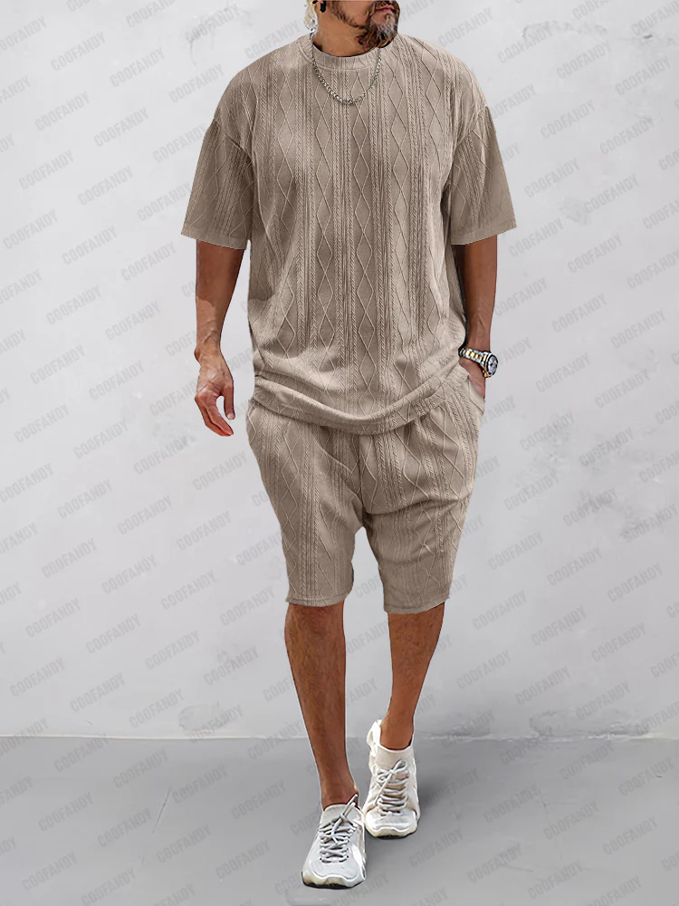 Versatile Breathable Knit Jacquard Casual Set - Image 2
