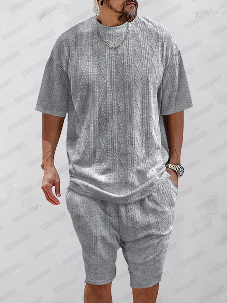 Versatile Breathable Knit Jacquard Casual Set - Image 3