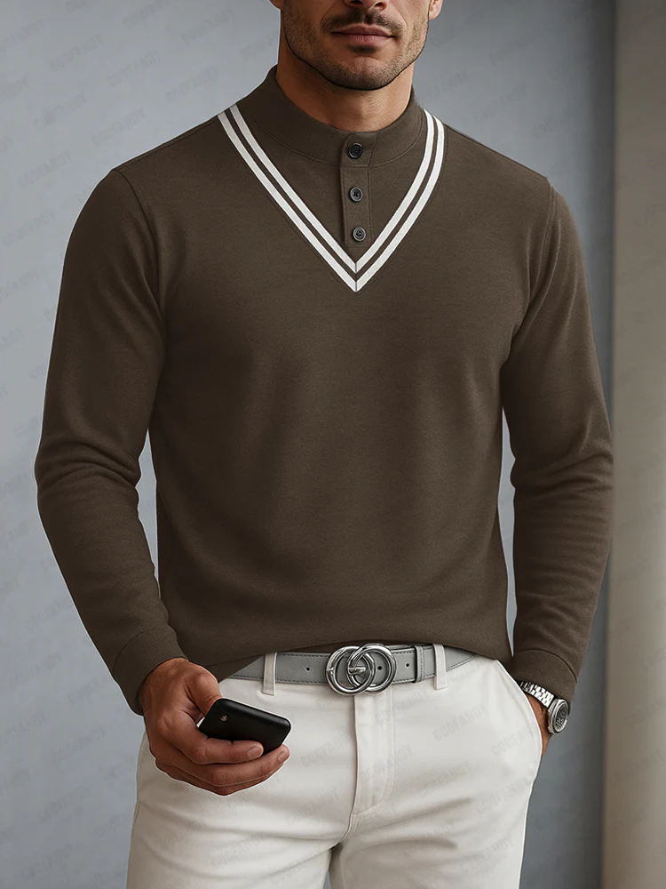 Versatile Colorblock Stripe Collar Shirt - Image 2