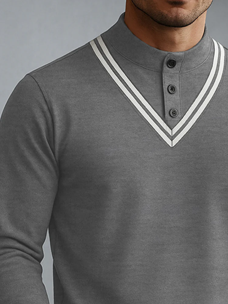 Versatile Colorblock Stripe Collar Shirt - Image 3