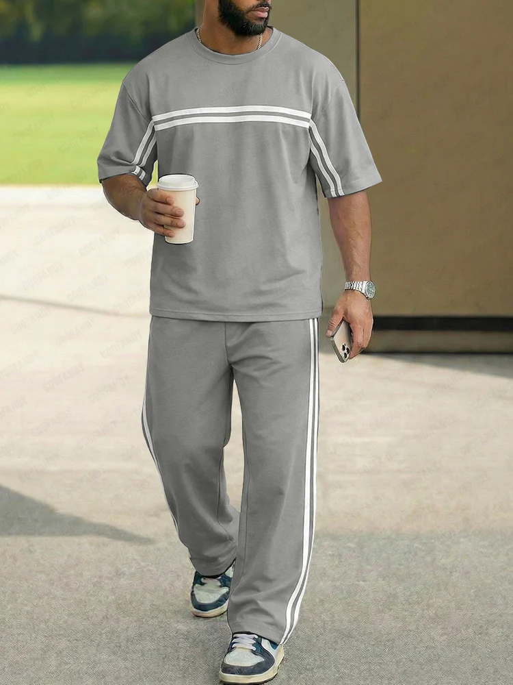 Versatile Comfort Relaxed Stripe Matching Set - Image 2