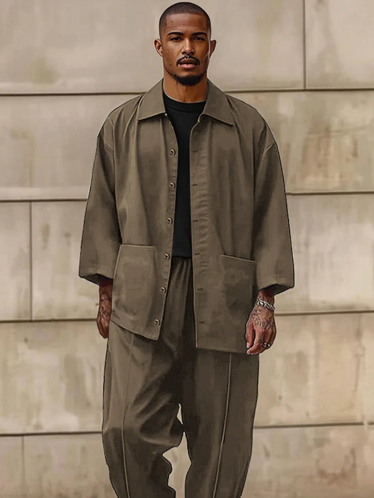 Versatile Cotton Shirt Pants Set - Image 15