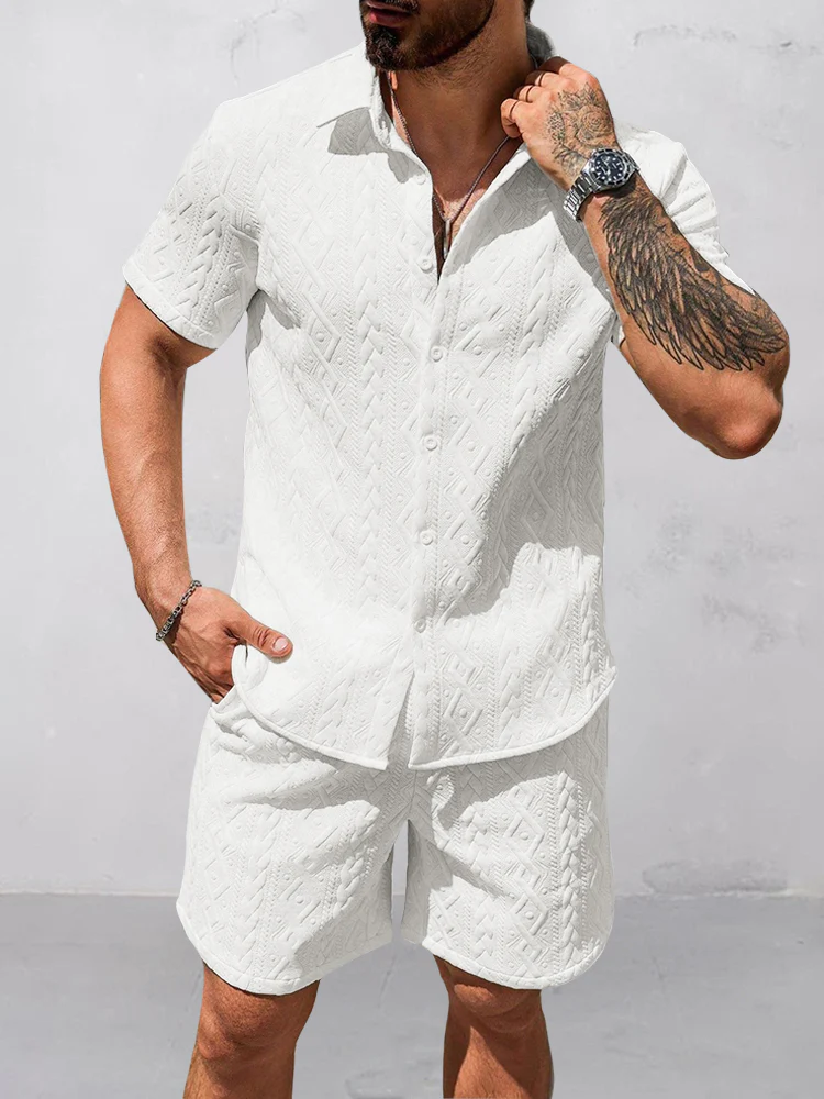 Versatile Jacquard Textured Casual Set
