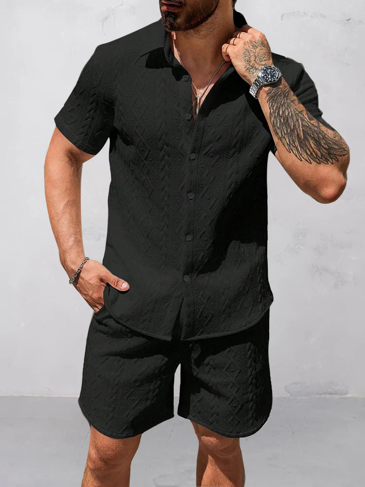 Versatile Jacquard Textured Casual Set - Image 3