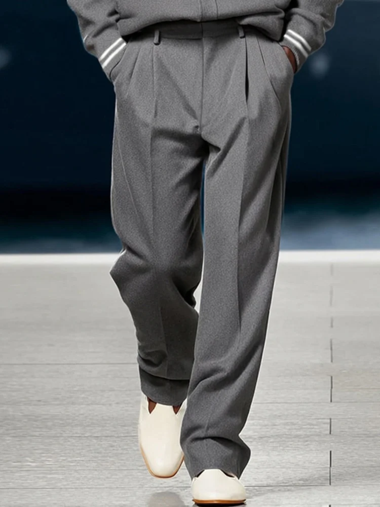 Versatile Ribbed Trim Jacket Pants Set - Image 4
