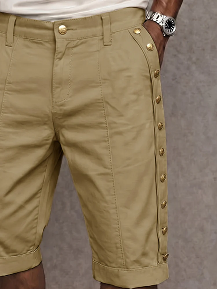Versatile Side Button Trim 100% Cotton Shorts - Image 4