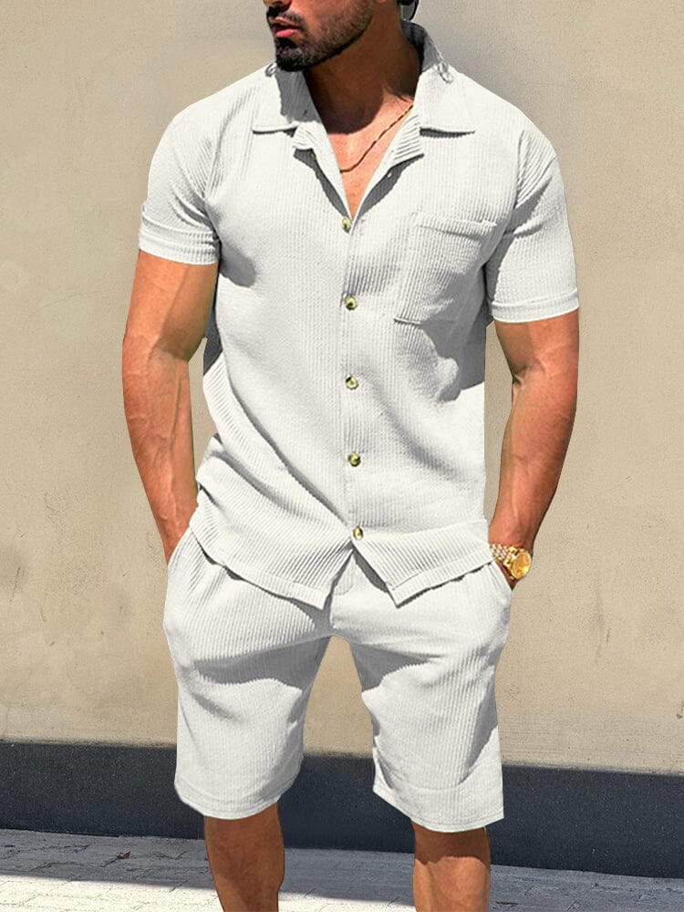Versatile Striped Textured Shirt Set - Image 3