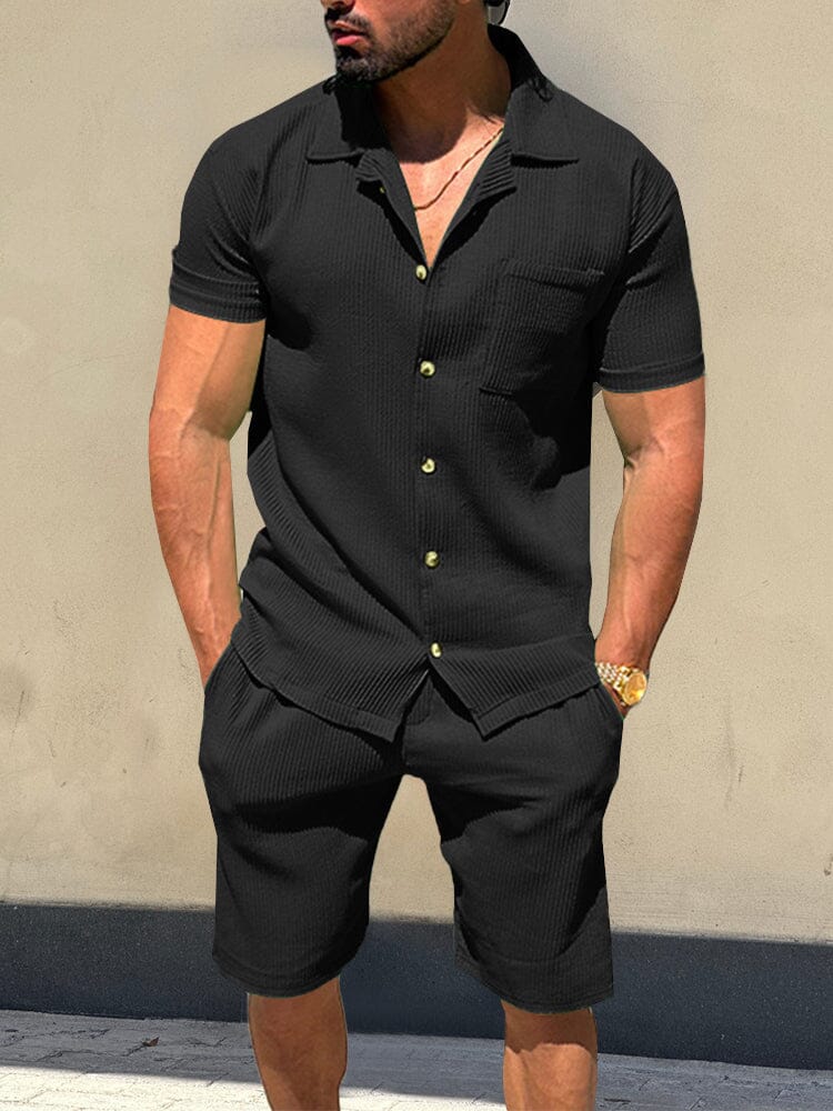 Versatile Striped Textured Shirt Set - Image 4