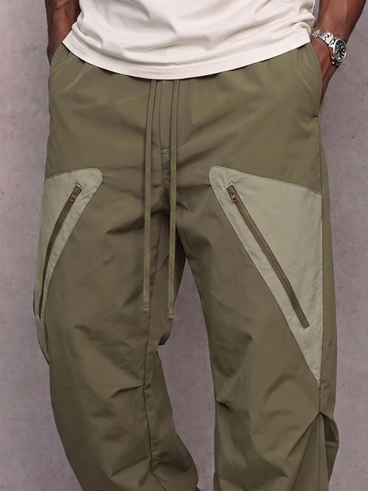 Versatile Utility Contrast Zipper Pockets Cargo Pants - Image 3