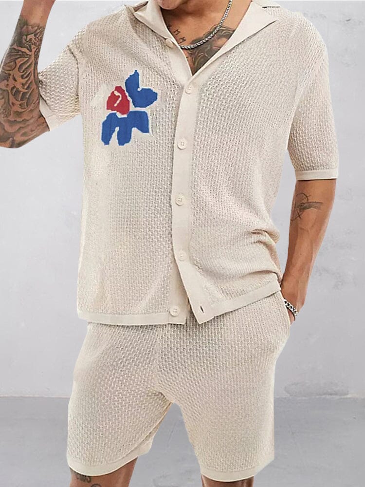 Vibrant Jacquard Knit Shirt Set - Image 2