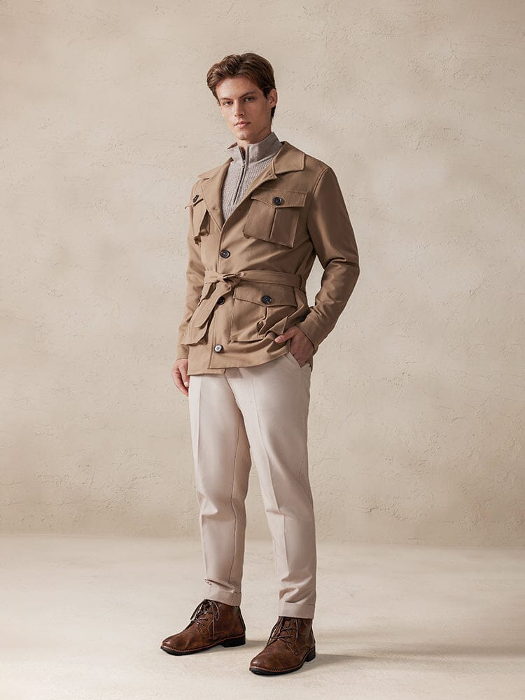 Vintage Cargo Trench Jacket with Belt - Image 4