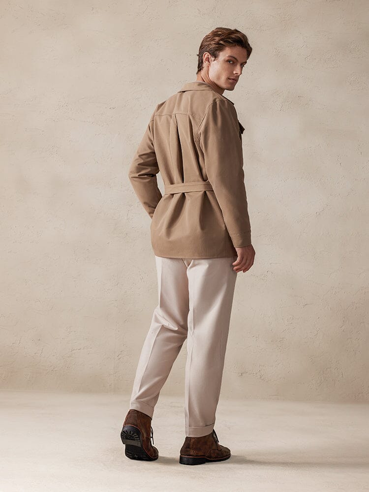 Vintage Cargo Trench Jacket with Belt - Image 5